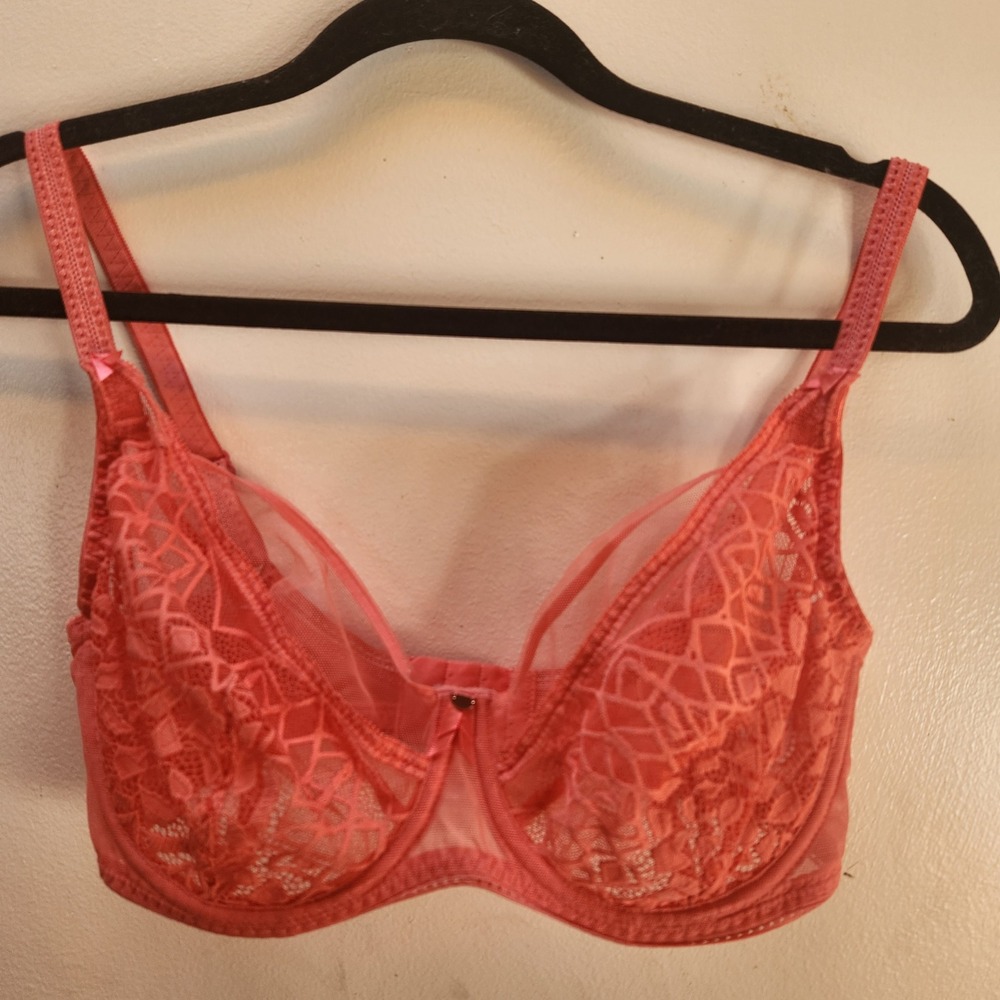 Freya Coral Lace Mesh, Feminine, delicate, romantic Bra 32H